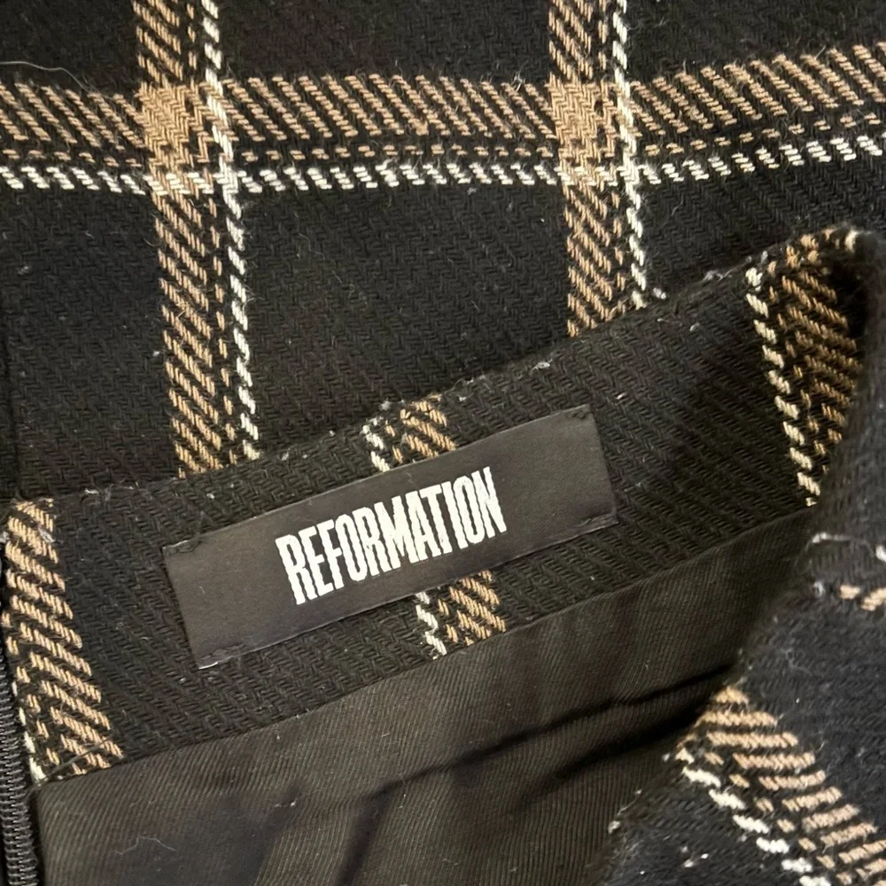 Reformation Black and Gray Checkered Mini Skirt - Picture 7 of 7